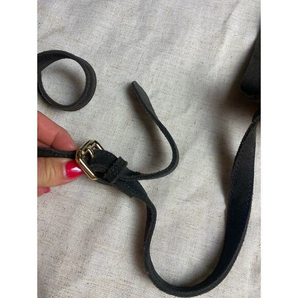 ANTHROPOLOGIE Wolf Gang Gray Leather Bucket Bag Drawstring Crossbody Bag - Picture 6 of 14